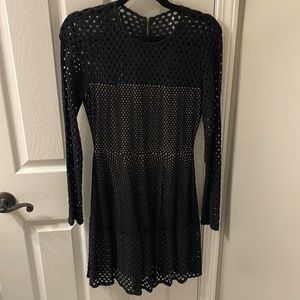 Bcbg black and nude long sleeve dress
